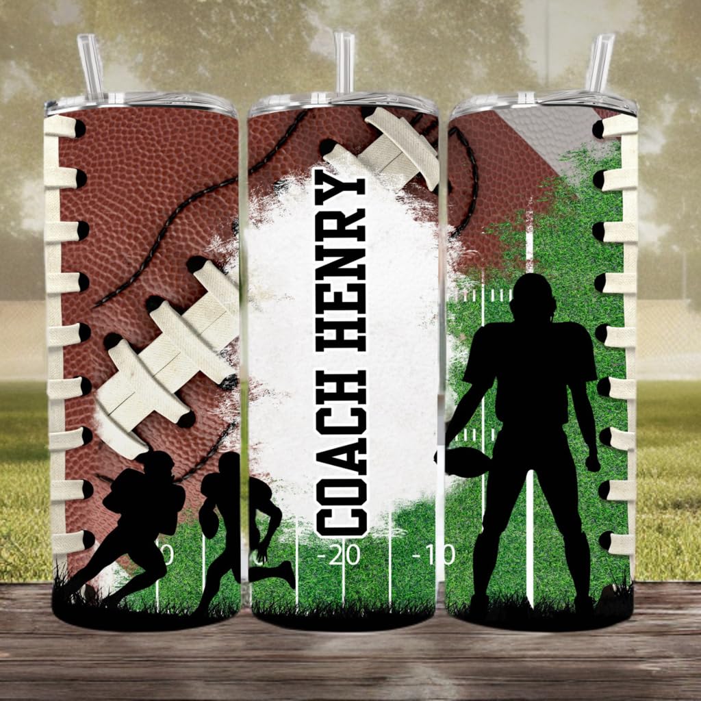 Gifts for football coach and player, personalized tumbler with name for best football coach, customized tumblers for birthday Father’s Day