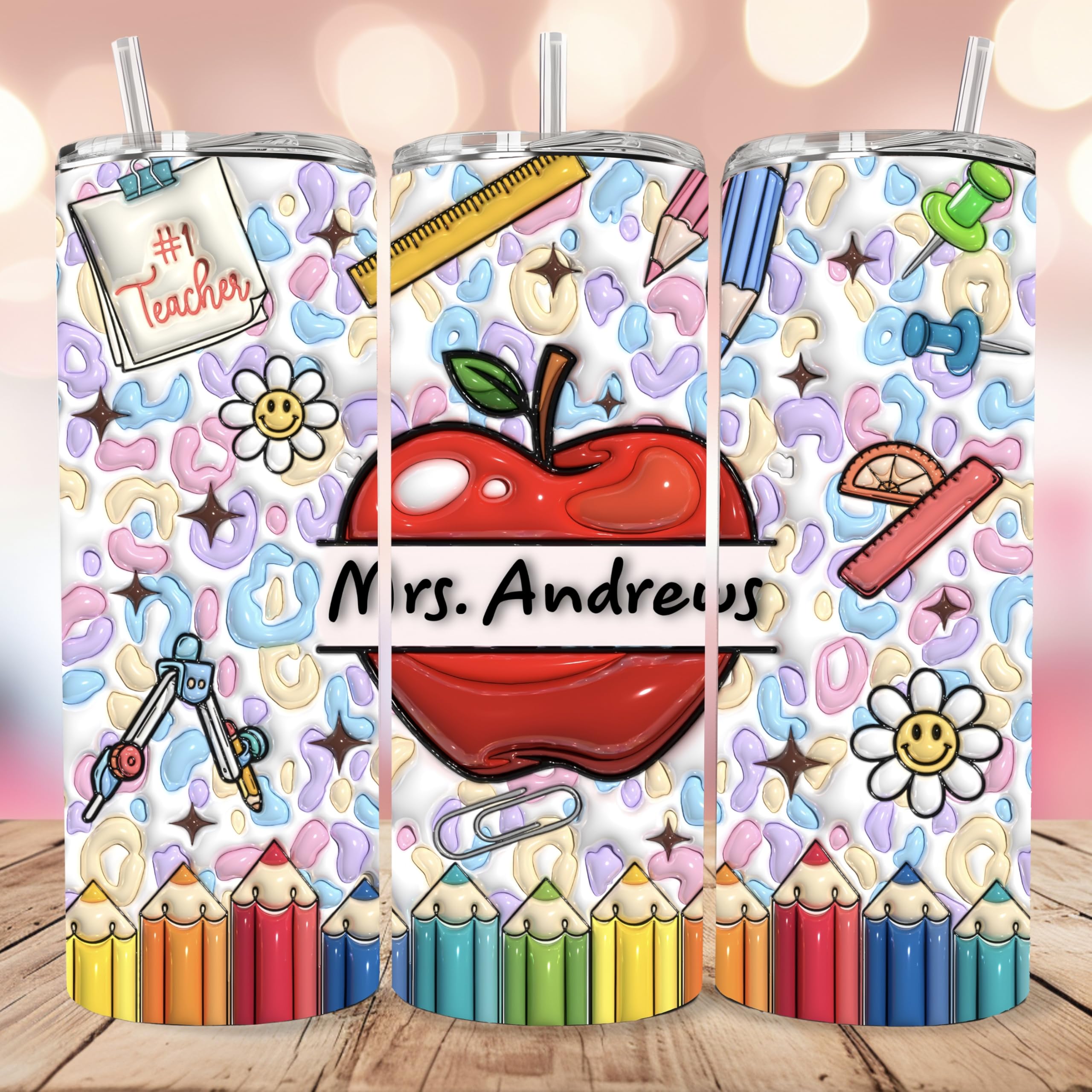 Personalized cup for teacher, 3D puff look,Best teacher cup tumbler mug teacher appreciation week gift ideas Customizable teacher tumbler, cup with teacher's name, teacher appreciation gift ideas