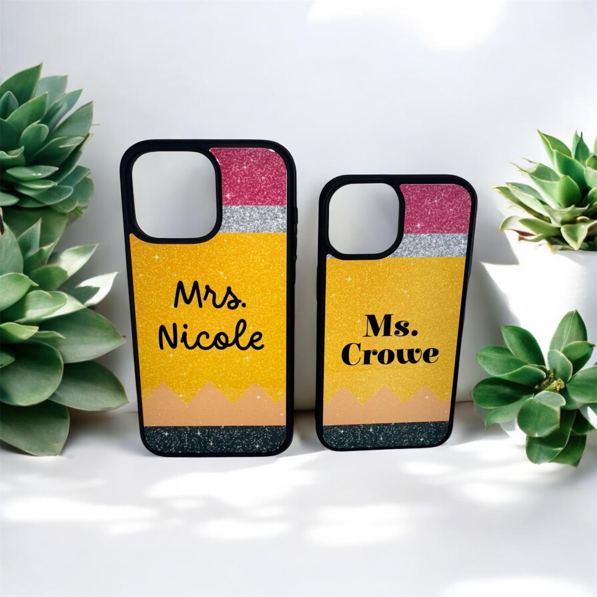 Teacher Personalized phonecase, Custom phonecase with Teacher Name, Pencil Cellphone case Compatible with iPhone 16/15/14/13/12/11/ Gifts Ideas for Teacher Appreciation Week Black