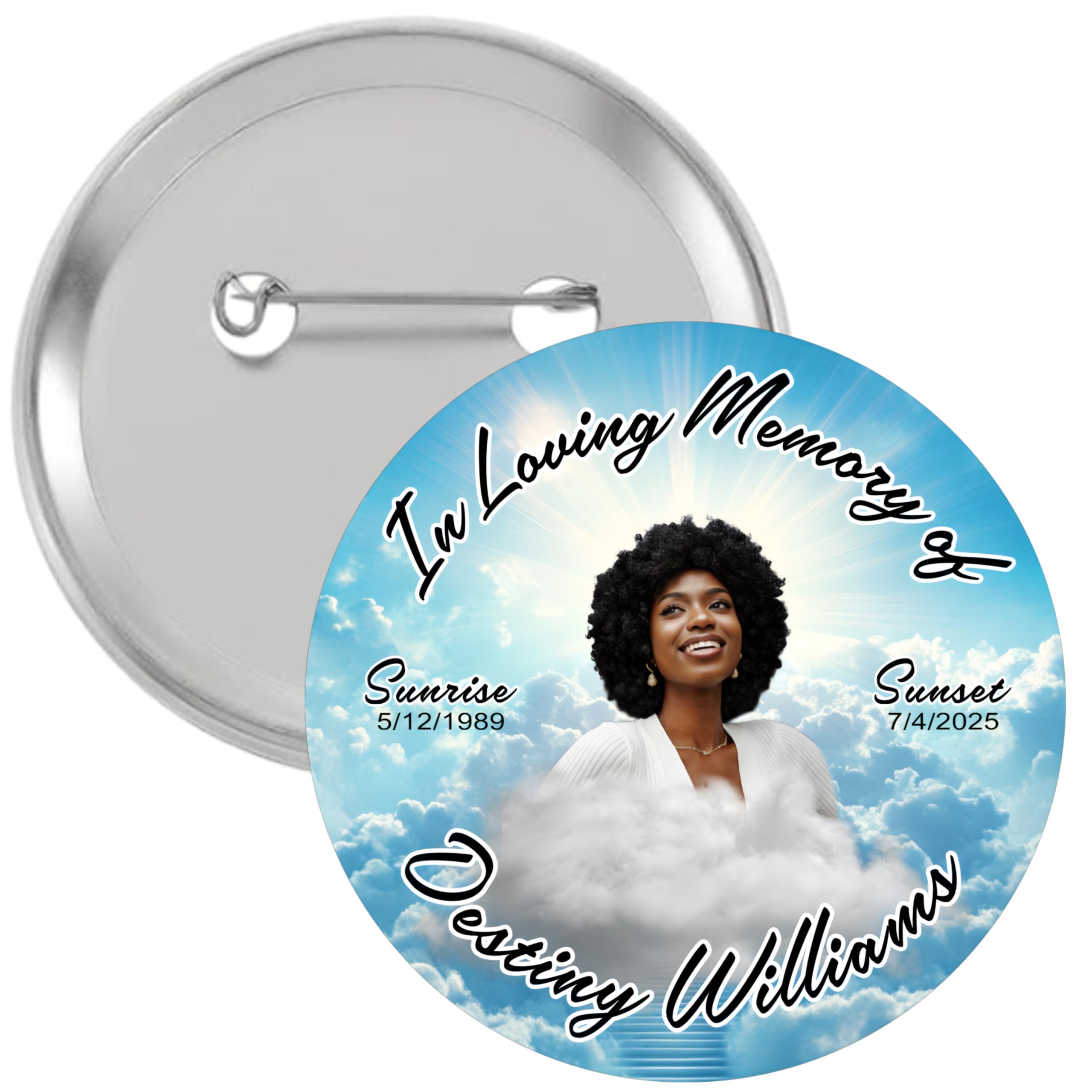 In loving memory button, custom memory pins, personalized funeral buttons photo buttons 2.25 inch celebration of life funeral button pin