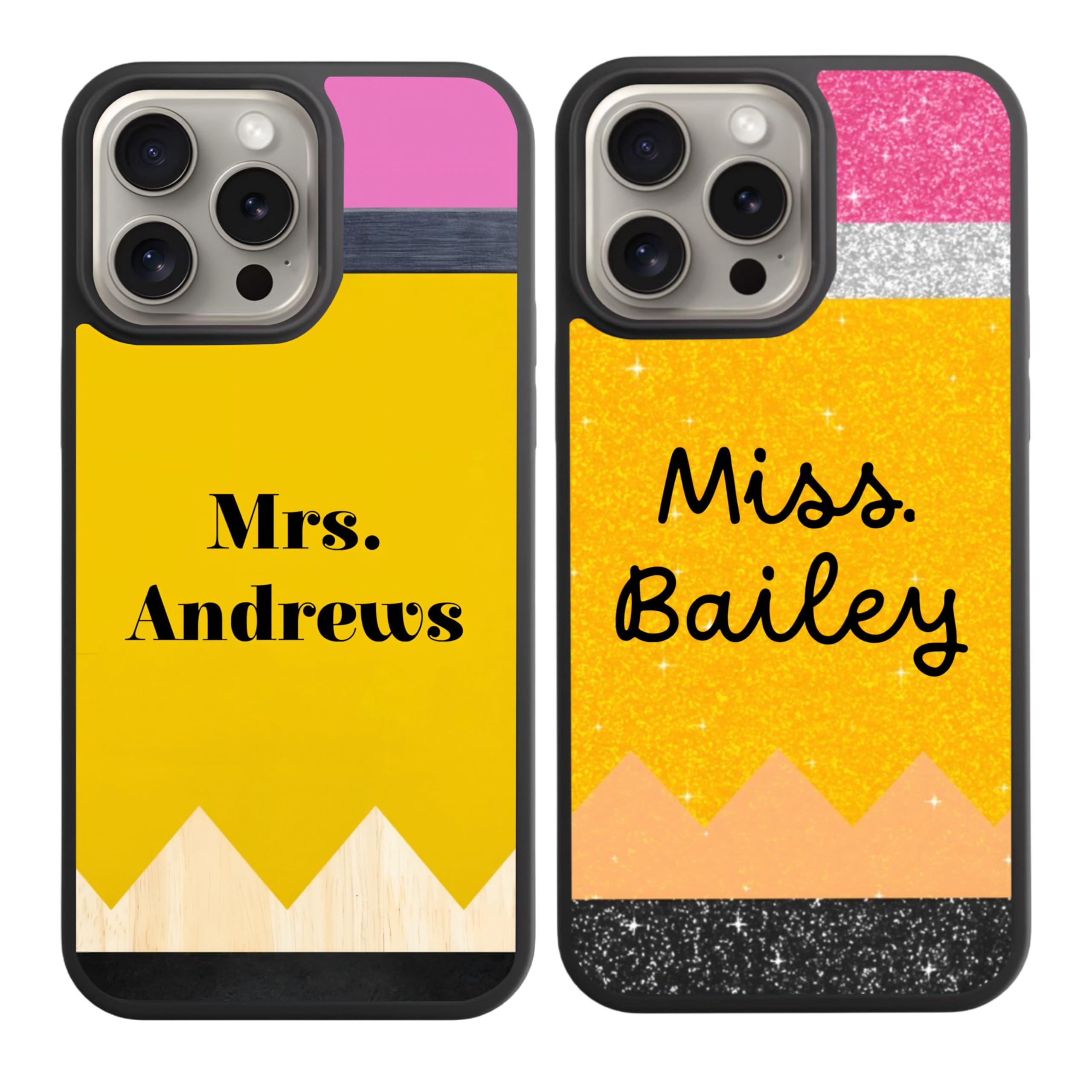 Teacher Personalized phonecase, Custom phonecase with Teacher Name, Pencil Cellphone case Compatible with iPhone 16/15/14/13/12/11/ Gifts Ideas for Teacher Appreciation Week Black