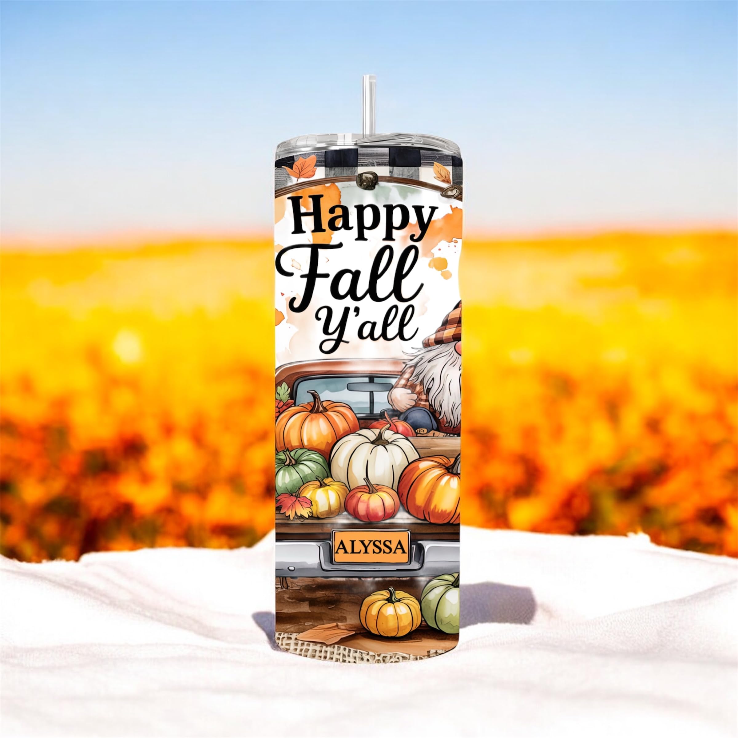 Fall tumblers, personalized Fall tumbler, custom Halloween cup, Autumn 20oz stainless steel tumbler with name and lid