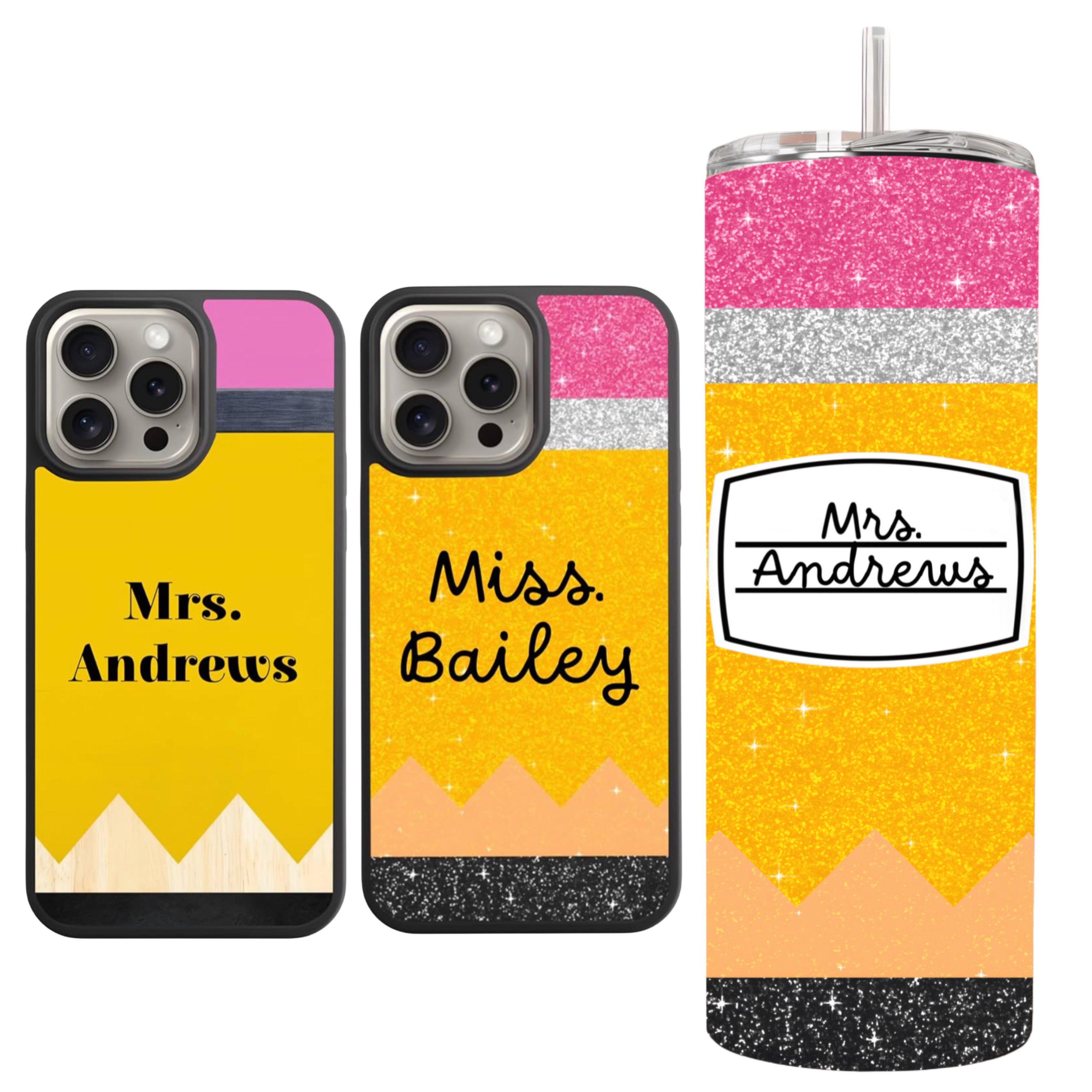 Teacher Personalized phonecase, Custom phonecase with Teacher Name, Pencil Cellphone case Compatible with iPhone 16/15/14/13/12/11/ Gifts Ideas for Teacher Appreciation Week Black