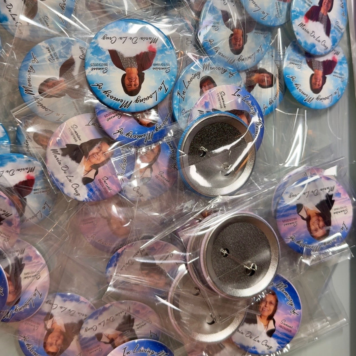 In loving memory button, custom memory pins, personalized funeral buttons photo buttons 2.25 inch celebration of life funeral button pin