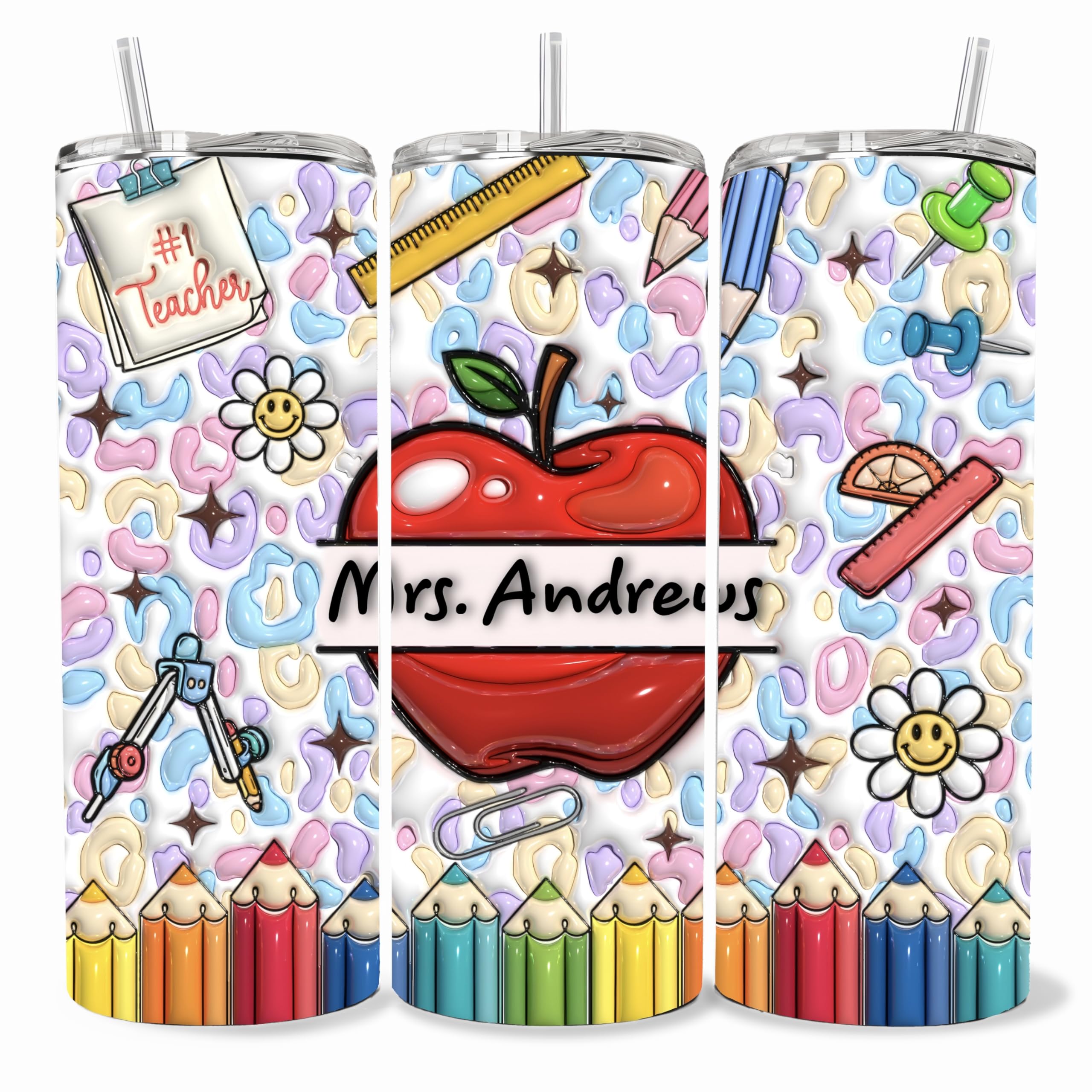Personalized cup for teacher, 3D puff look,Best teacher cup tumbler mug teacher appreciation week gift ideas Customizable teacher tumbler, cup with teacher's name, teacher appreciation gift ideas