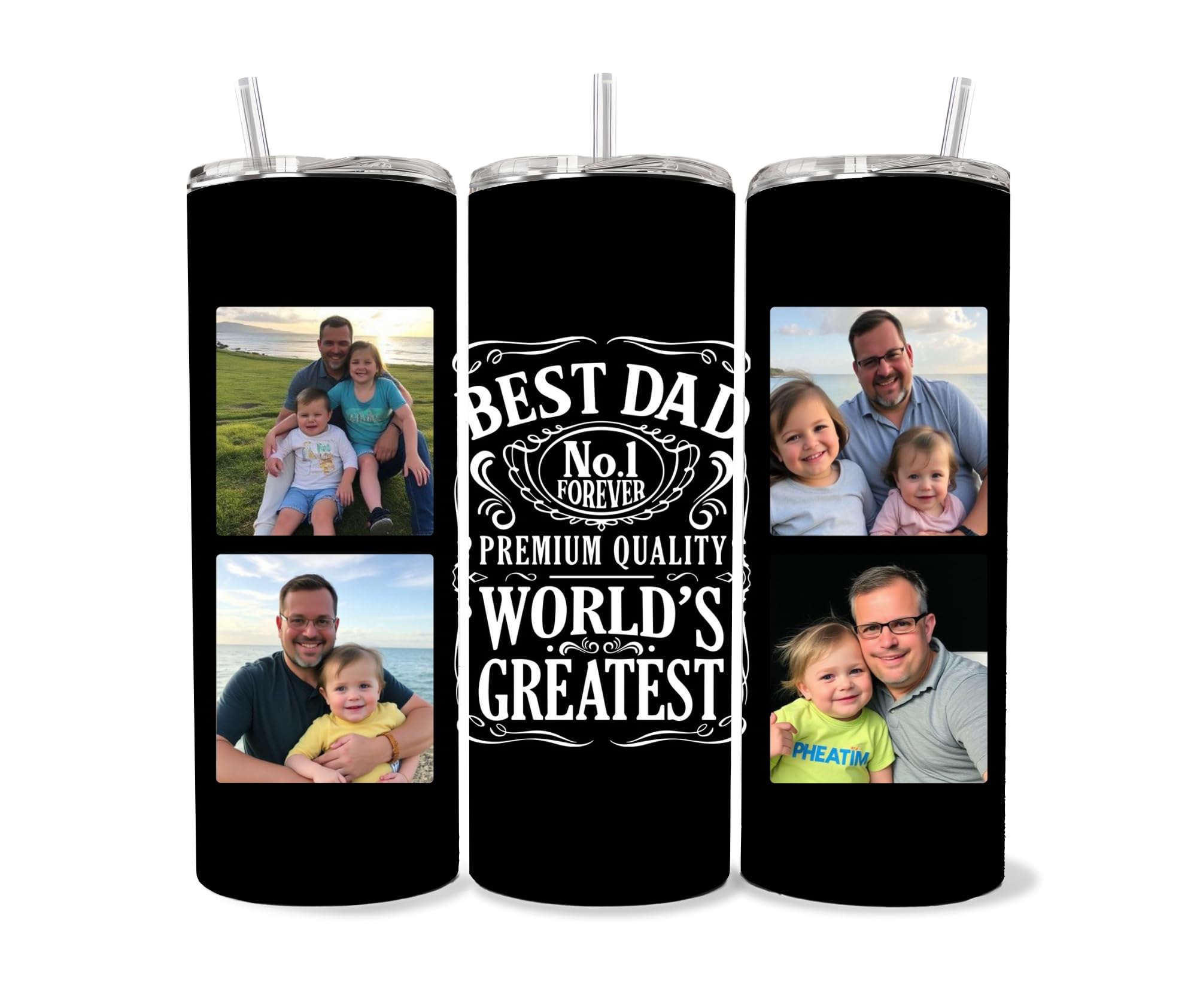 gifts for dad, happy Father’s Day, Birthday, Christmas, custom cups for dad, cups for dad with pictures 20oz tumbler stainless steel with lid and straw.