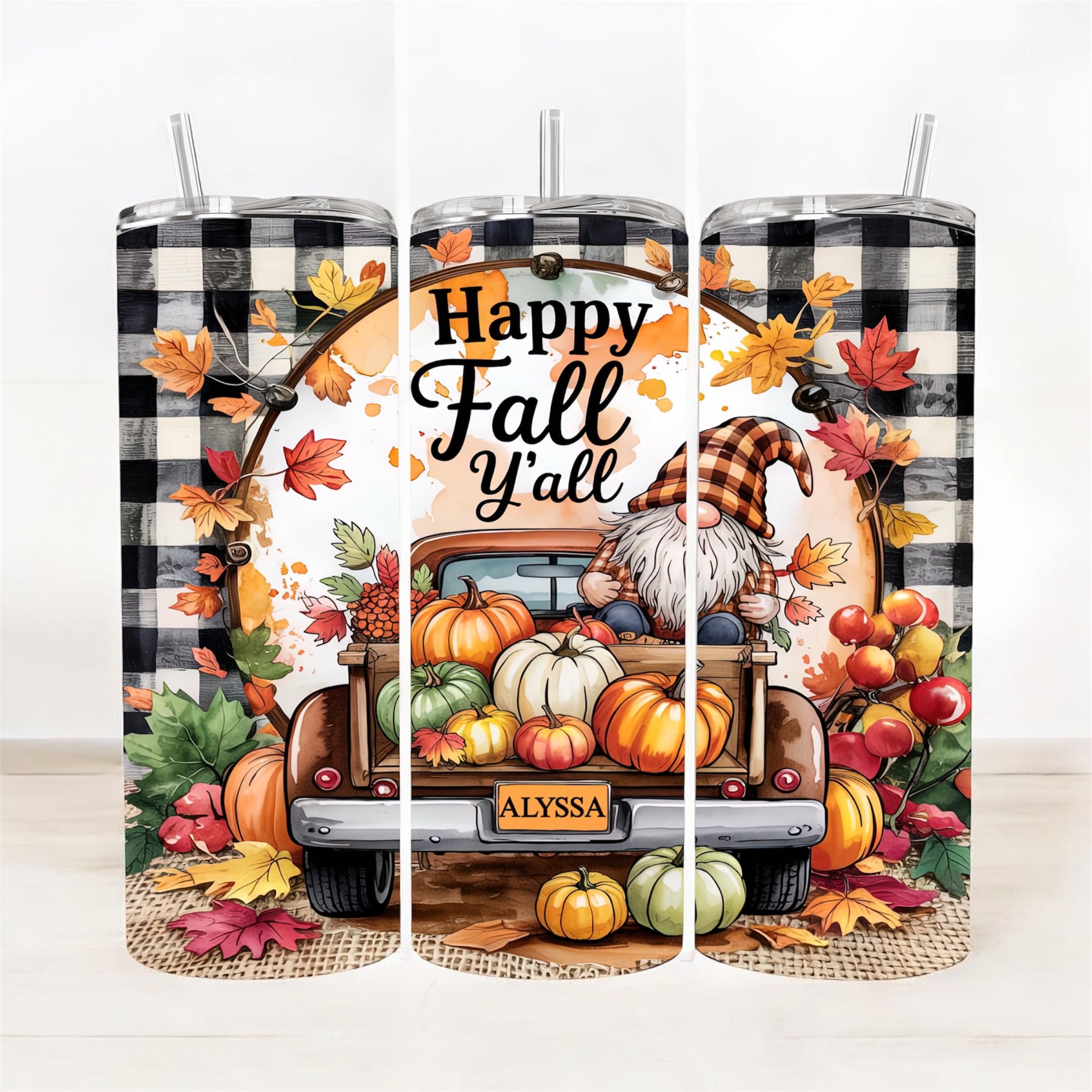 Fall tumblers, personalized Fall tumbler, custom Halloween cup, Autumn 20oz stainless steel tumbler with name and lid