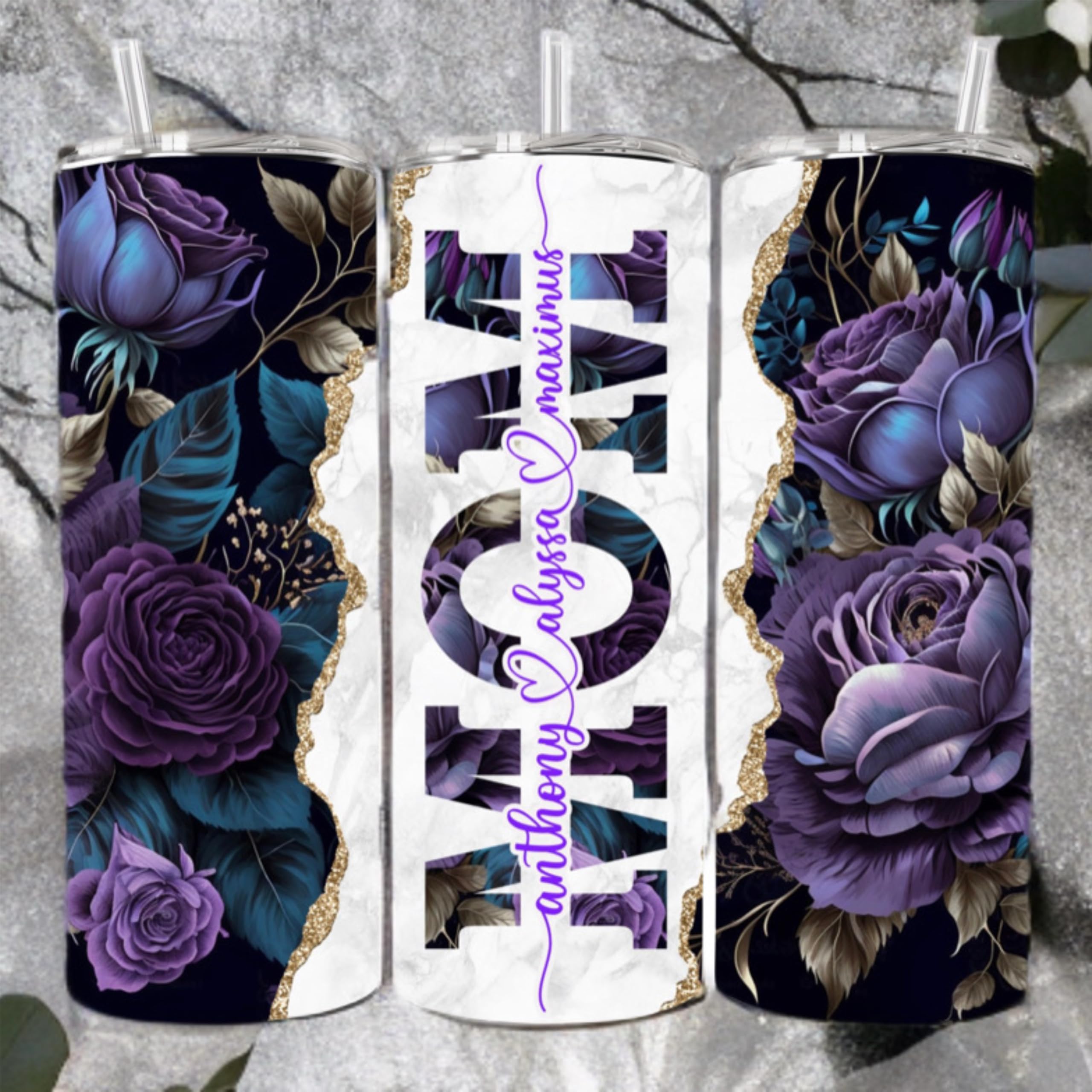 Mother's Day gift ideas for mom personalized tumbler cup mug with kids names, gifts for mom daughter birthday, mom tumbler cup Best custom mom gifts (purple)