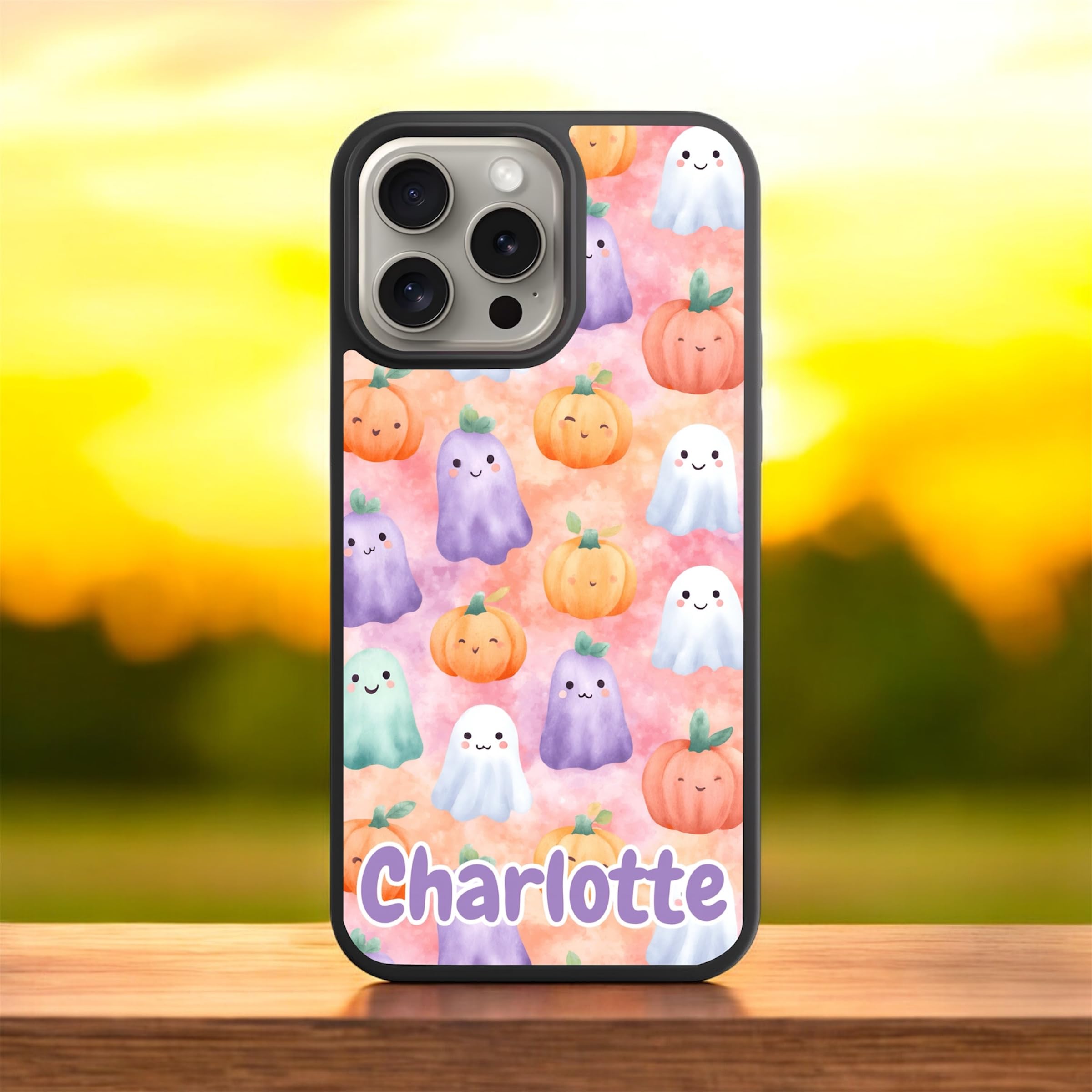 Fall Cellphone case,Halloween Ghost Phone case Cute Personalized Phone case with Name, Compatible with iPhone 16, 15, 14, 13, 12, 11