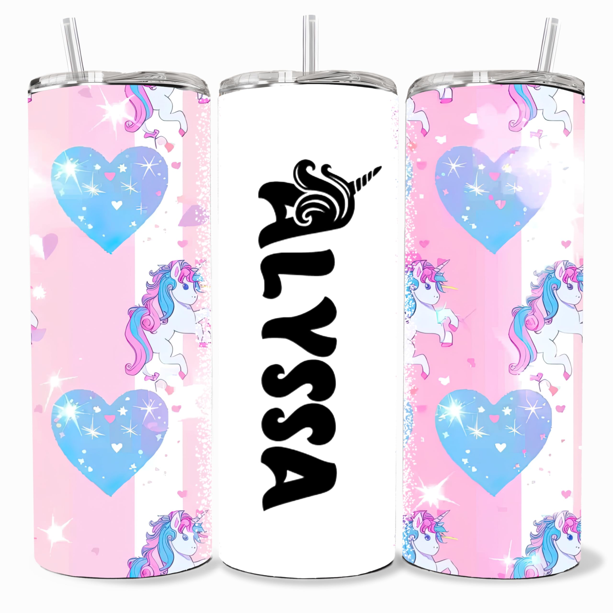 Unicorn Cup Customizable Unicorn Tumbler with Child's Name for Kids, Teens, and Women, I Love Unicorns Gifts, Custom 20oz Unicorn Tumbler with Lid, Unique Unicorn Gift Ideas
