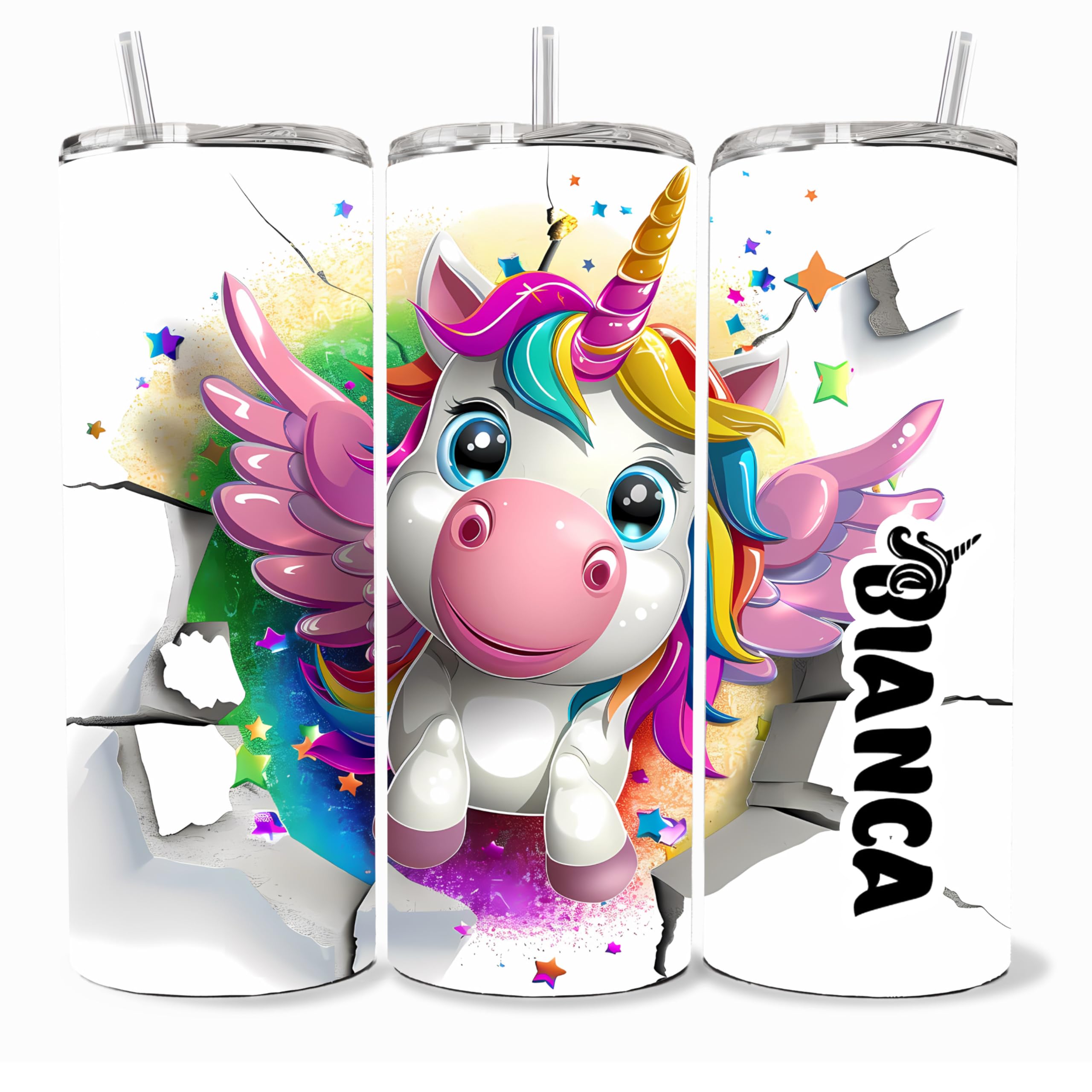 Unicorn Cup Customizable Unicorn Tumbler with Child's Name for Kids, Teens, and Women, I Love Unicorns Gifts, Custom 20oz Unicorn Tumbler with Lid, Unique Unicorn Gift Ideas