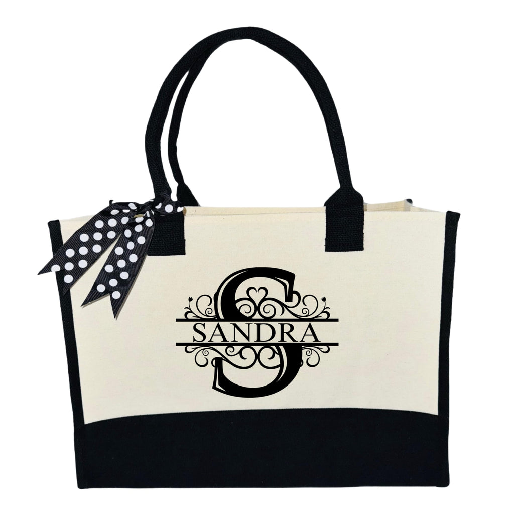 tote bag with name for women teens kids personalized custom canvas tote bag with monogram initial plus name for wife mom sister friend last or first name