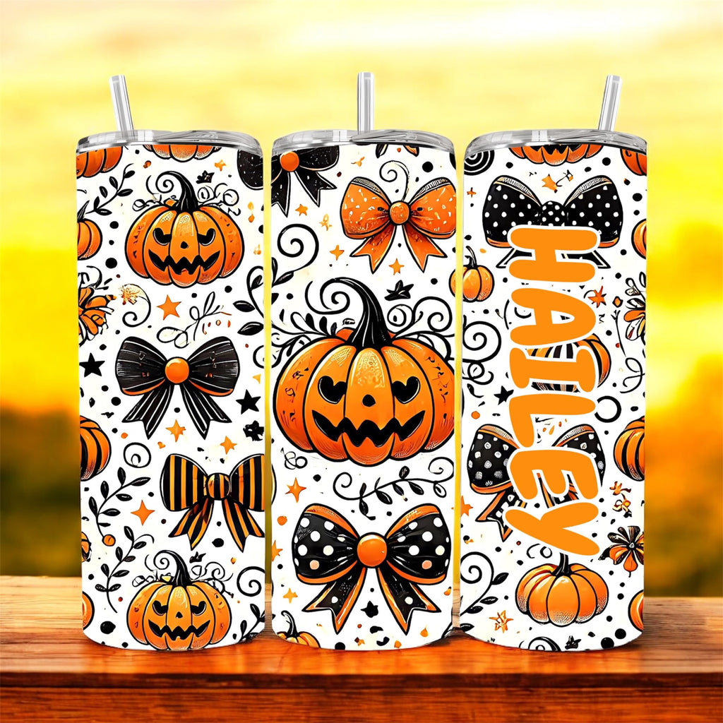 Fall tumblers, personalized Fall tumbler, custom Halloween cup, Autumn 20oz stainless steel tumbler with name and lid
