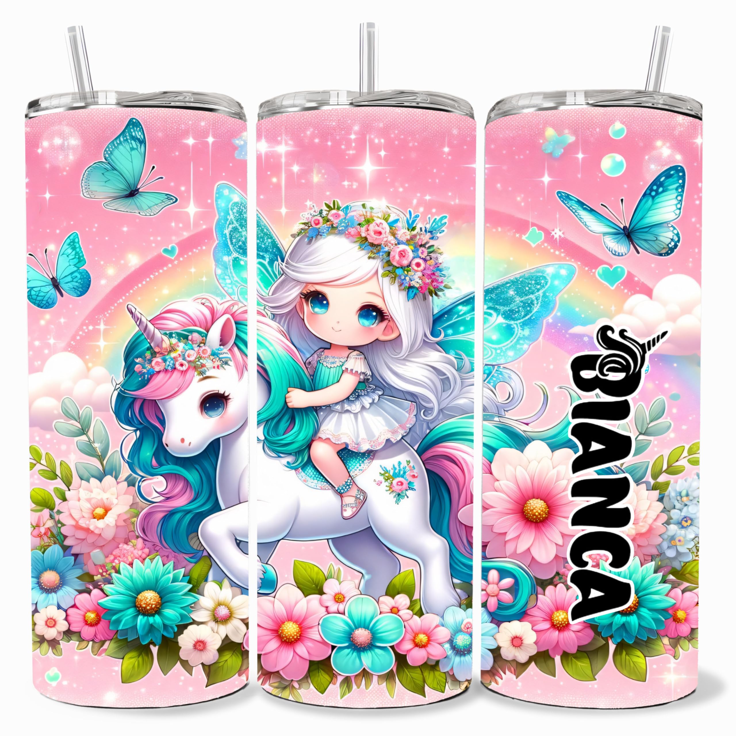 Unicorn Cup Customizable Unicorn Tumbler with Child's Name for Kids, Teens, and Women, I Love Unicorns Gifts, Custom 20oz Unicorn Tumbler with Lid, Unique Unicorn Gift Ideas