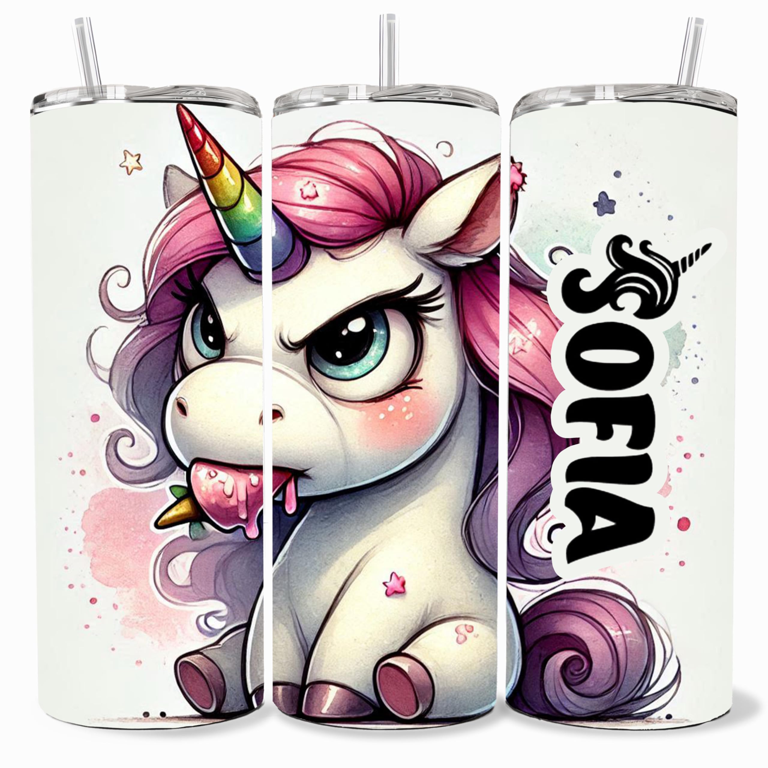Unicorn Cup Customizable Unicorn Tumbler with Child's Name for Kids, Teens, and Women, I Love Unicorns Gifts, Custom 20oz Unicorn Tumbler with Lid, Unique Unicorn Gift Ideas