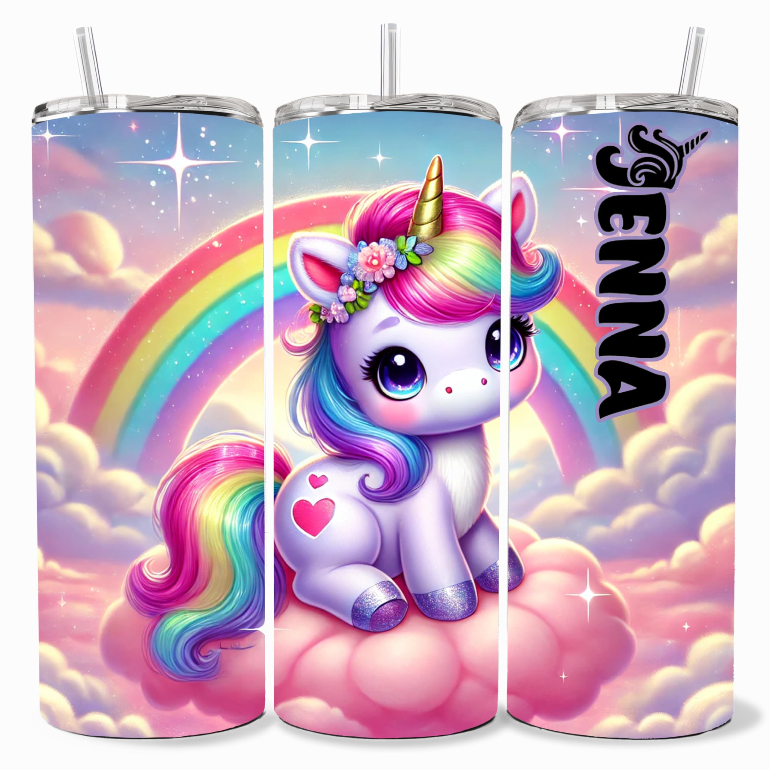 Unicorn Cup Customizable Unicorn Tumbler with Child's Name for Kids, Teens, and Women, I Love Unicorns Gifts, Custom 20oz Unicorn Tumbler with Lid, Unique Unicorn Gift Ideas