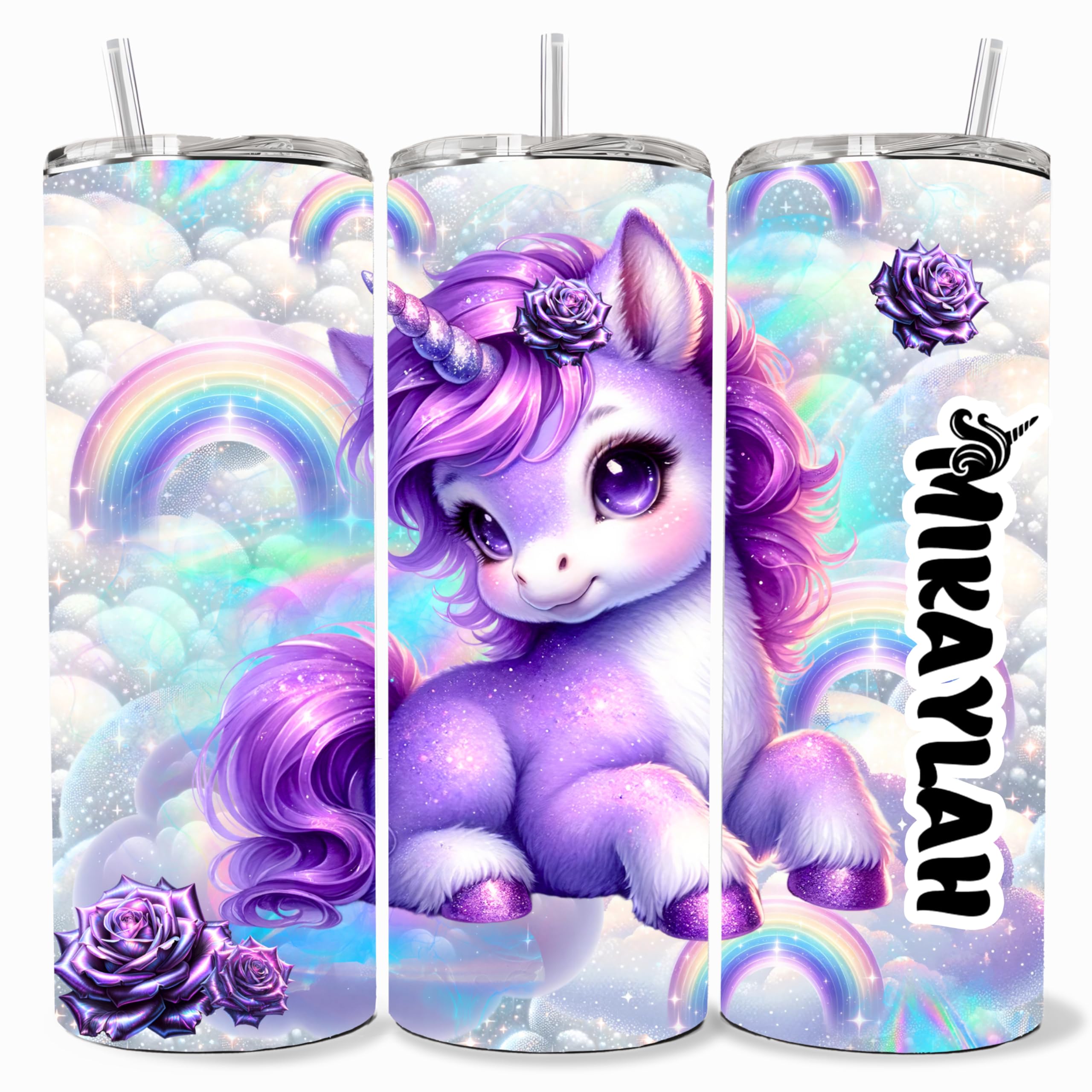 Unicorn Cup Customizable Unicorn Tumbler with Child's Name for Kids, Teens, and Women, I Love Unicorns Gifts, Custom 20oz Unicorn Tumbler with Lid, Unique Unicorn Gift Ideas