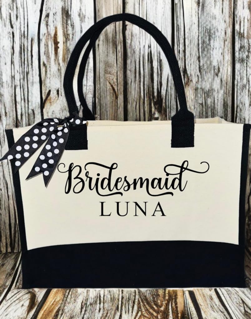Bridesmaid tote bags Personalized canvas tote bag with custom name for wedding, team bride, bride tribe bride gifts, custom wedding gift