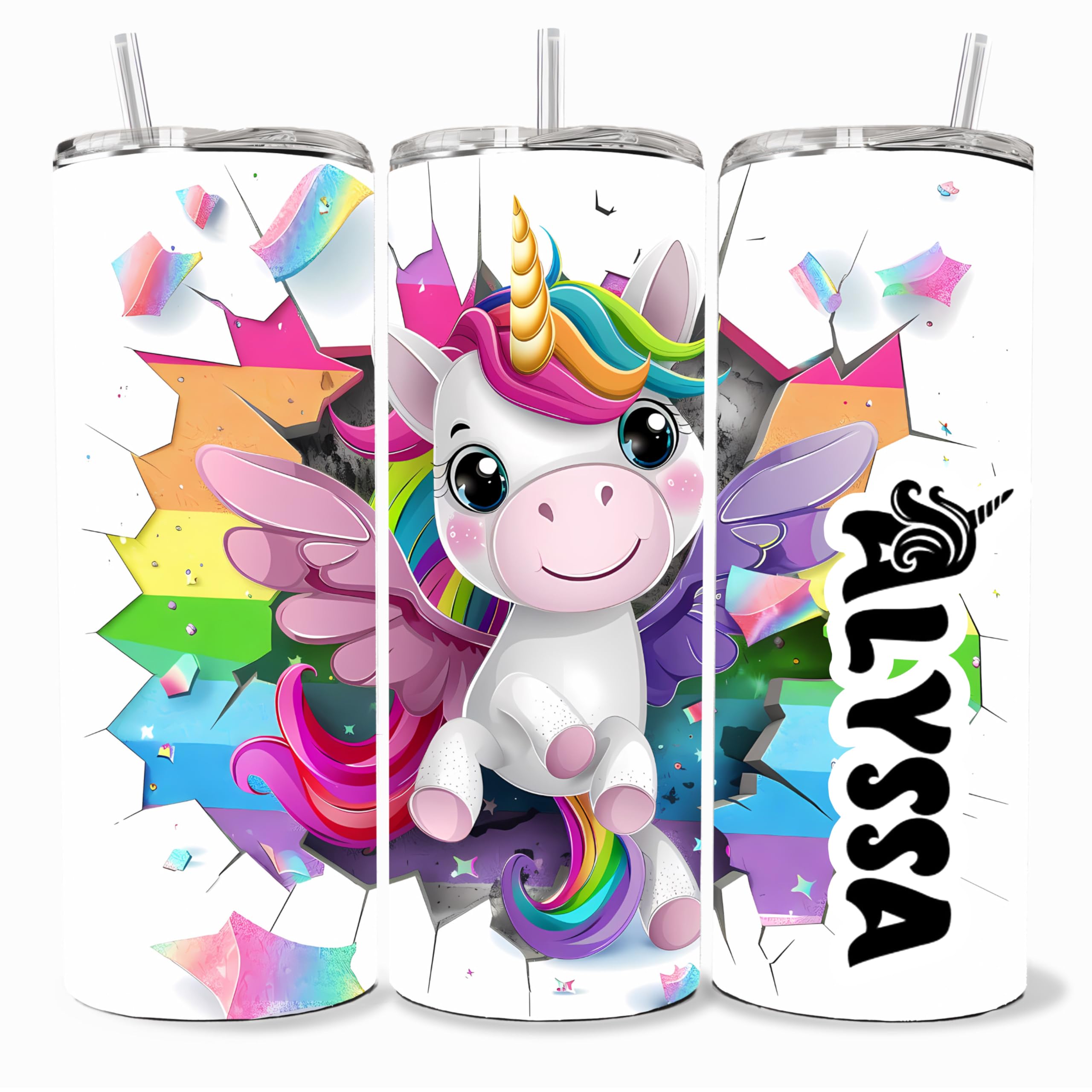 Unicorn Cup Customizable Unicorn Tumbler with Child's Name for Kids, Teens, and Women, I Love Unicorns Gifts, Custom 20oz Unicorn Tumbler with Lid, Unique Unicorn Gift Ideas