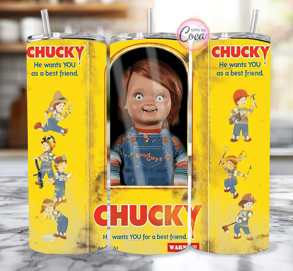 Chucky cup, Personalized 20oz tumbler, personalized horror cup, double wall tumbler, nostalgia, horror tumbler