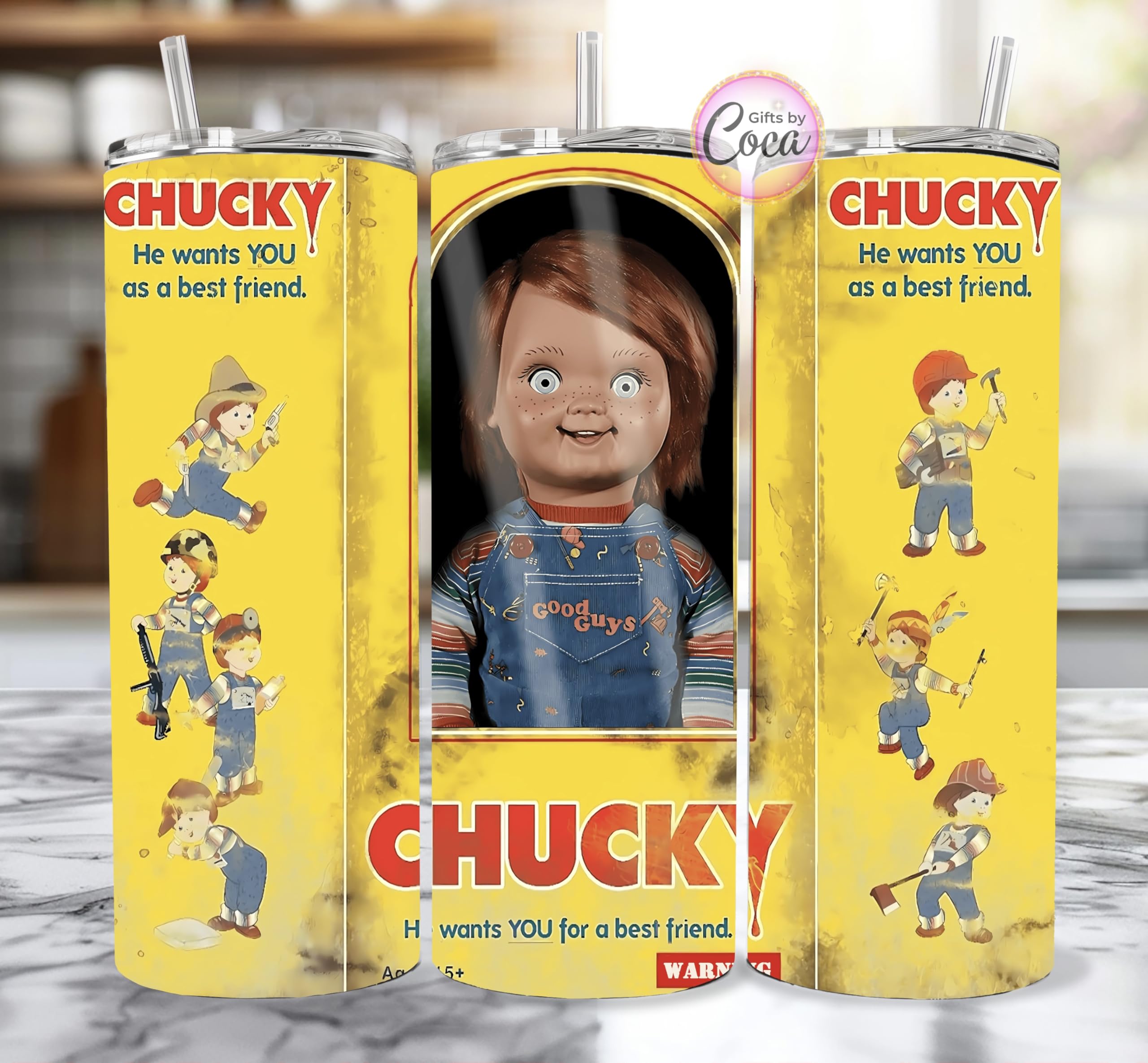 Chucky cup, Personalized 20oz tumbler, personalized horror cup, double wall tumbler, nostalgia, horror tumbler