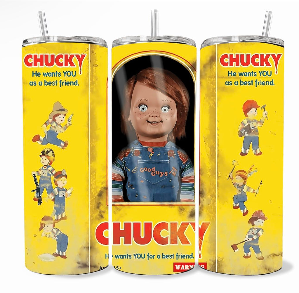 Chucky cup, Personalized 20oz tumbler, personalized horror cup, double wall tumbler, nostalgia, horror tumbler
