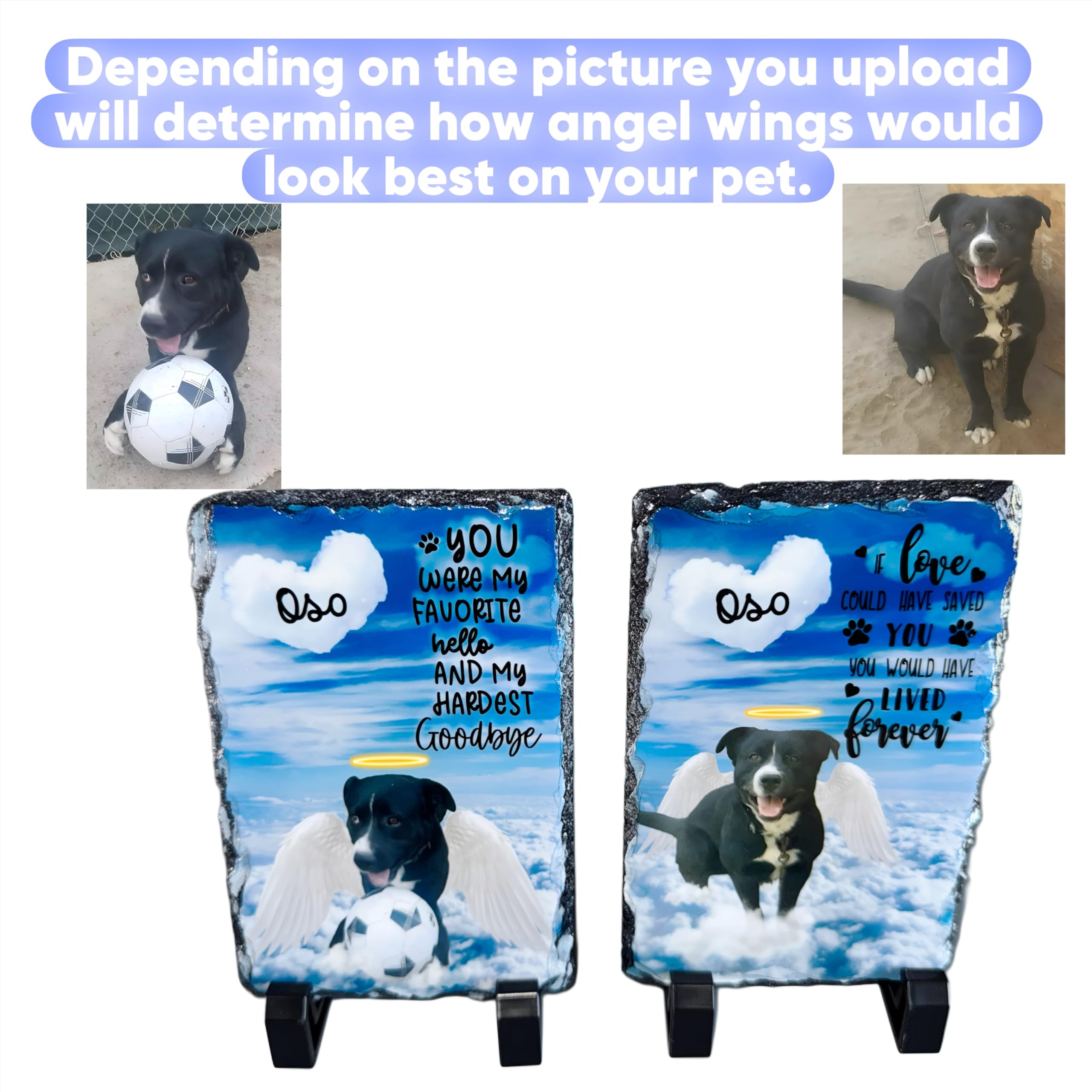 Custom in Loving Memory Dog, cat Stone with Photo, Memorial Gifts for pet Loss, Personalized Pet Memorial Gifts with Angel Wings