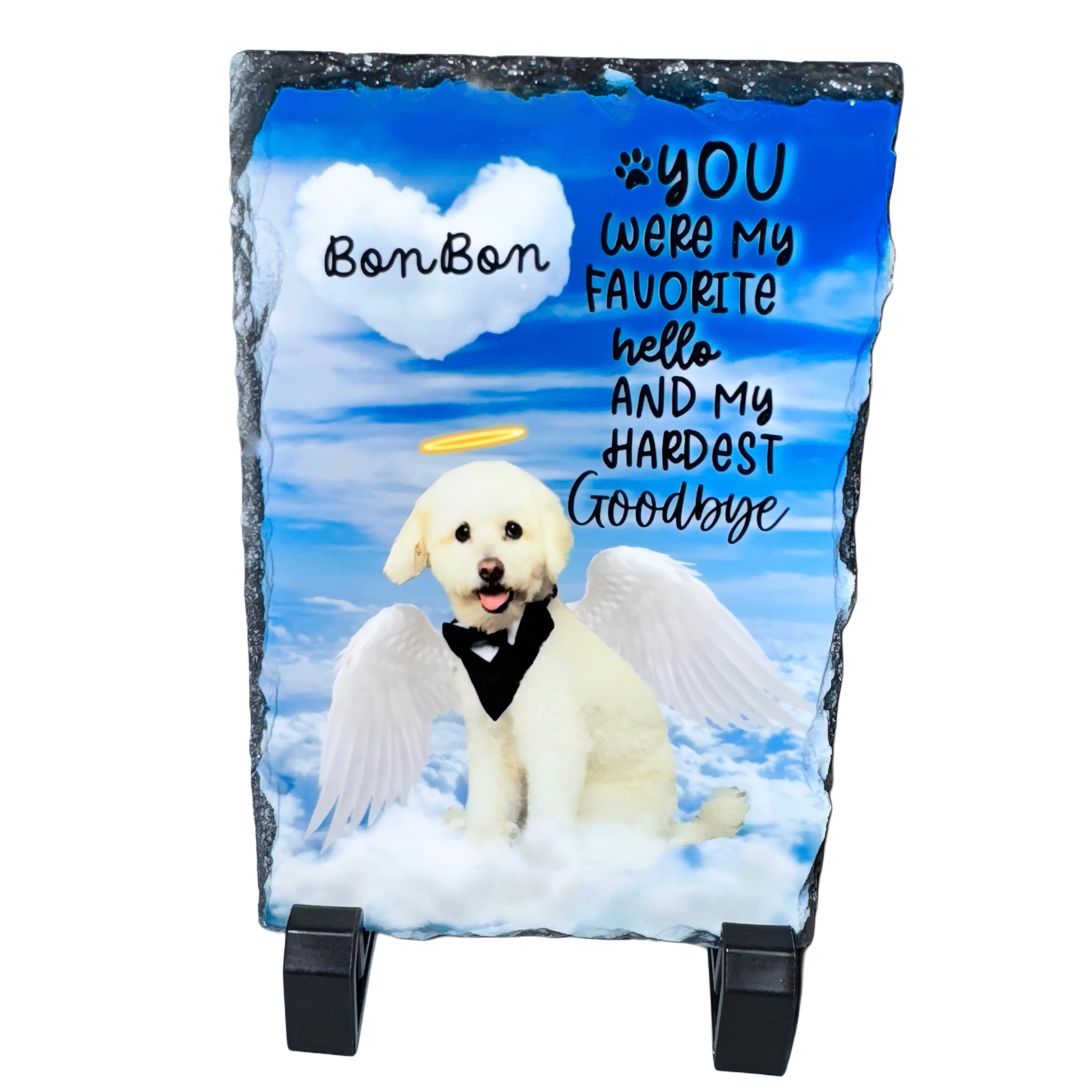 Custom in Loving Memory Dog, cat Stone with Photo, Memorial Gifts for pet Loss, Personalized Pet Memorial Gifts with Angel Wings
